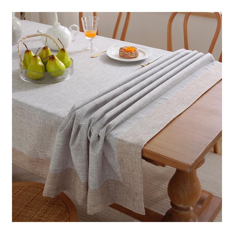 Ins Cotton And Linen Tablecloth Solid Color Hemming Light Luxury High-End Coffee Table Tablecloth Rectangular Solid Color Dining Table Fabric Spot
