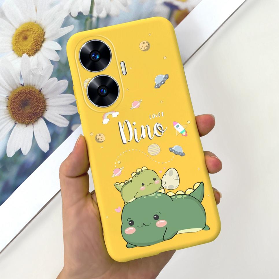 Мягкий силиконовый чехол для телефона для Realme C55 C53 C51 Oppo Задняя крышка Забавный принт с динозавром и кошкой Fundas Shell RealmeC53 C 55 53 Coque