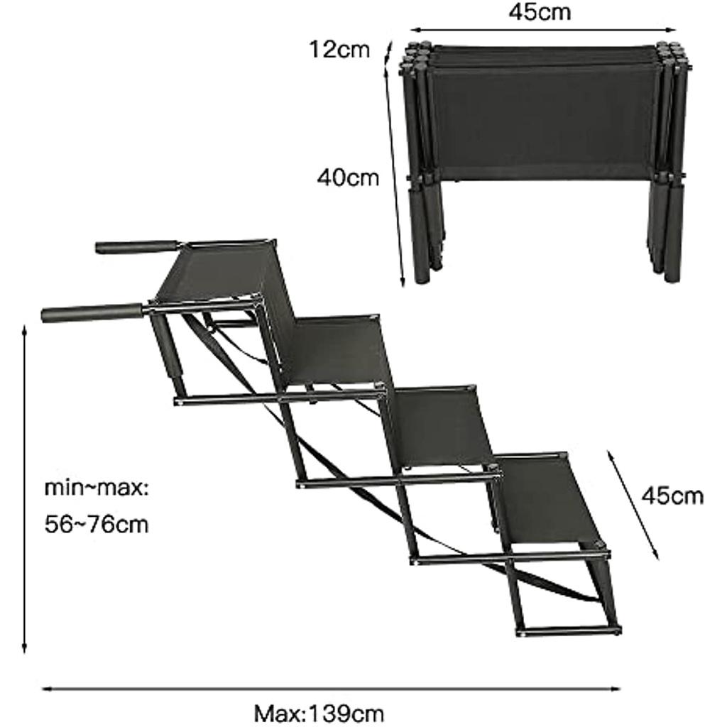 5-ступенчатая легкая складная рампа для автомобиля. Складная лестница для собак. Выдерживает вес до 200 фунтов. Подходит для большинства автомобилей, грузовиков, внедорожников, кроватей и диванов.