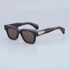 JMM Fellini Square Sunglasses Handmade in Japan Imported Acetate Classical Acetate Black Optical Frame with Metal on Arms