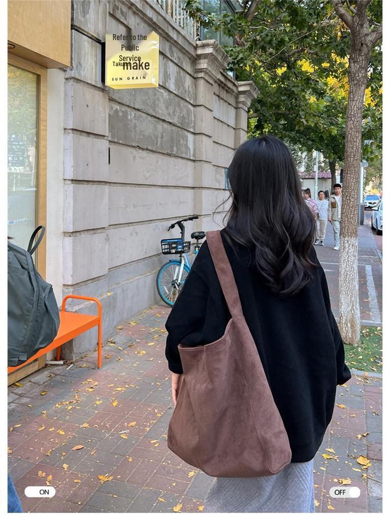 2025 Модная женская однотонная сумка-тоут через плечо