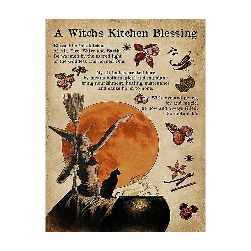Винтажная ведьма Фрукты Овощи Холст Картина Ретро Цветы Грибы Печать Настенный декор Плакат Для кухни Домашний декор Без рамки