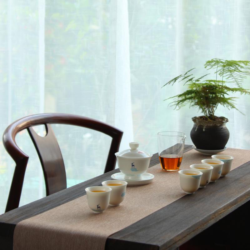 Расписанная вручную гайвань с оленем, бытовая керамическая фарфоровая супница, китайские чайные наборы для кунг-фу, ретро чайная посуда, посуда для напитков, инфузор для чайной церемонии