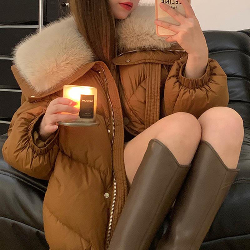 Пальто женское Утепленное Плюшевое Зимнее Ветрозащитное Оверсайз Водонепроницаемое Повседневное На молнии Пуховик