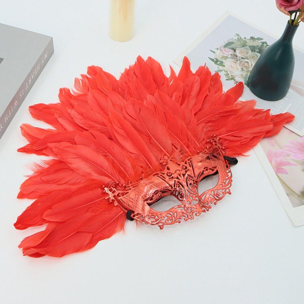 Fashion Carnival Headpiece Personality Halloween Mask Feather Masquerade Mask  Stage Performance