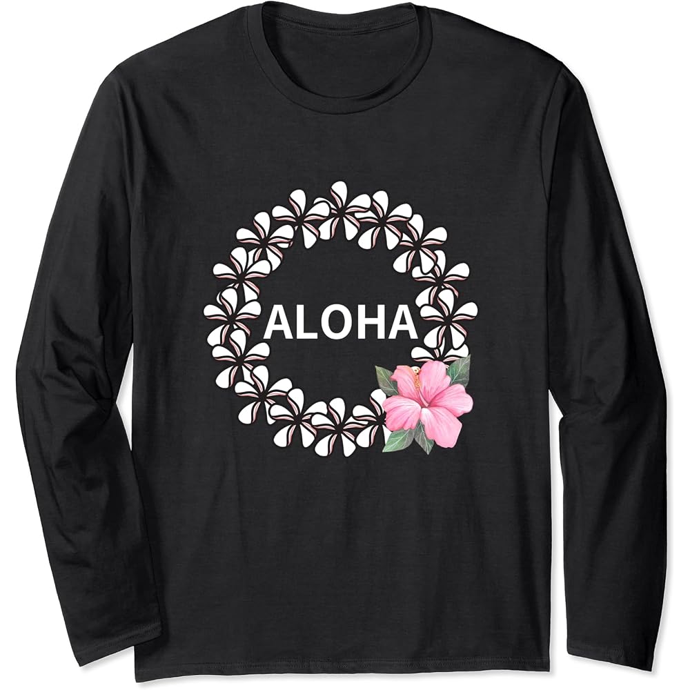 Aloha Tropical Hibiscus Long Sleeve T-Shirt for Hula Dance Hawaii Floral Design