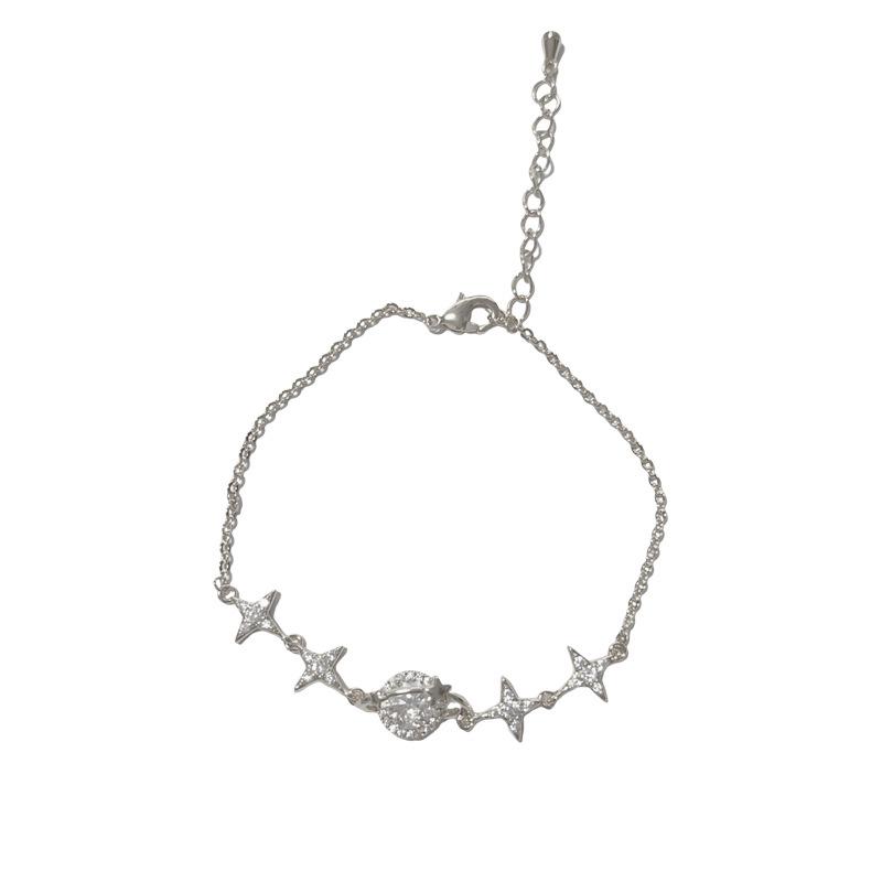 Women Unique Design Micro Inlaid Zircon Star Planet Bracelet Shiny Fashion Jewelry