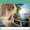 5d Diy Diamond Flower Painting House With Sea View Cross Stitch Kit Mosaic Diamond Embroidery Rose Full Roundsquare Drill Home Decoration
