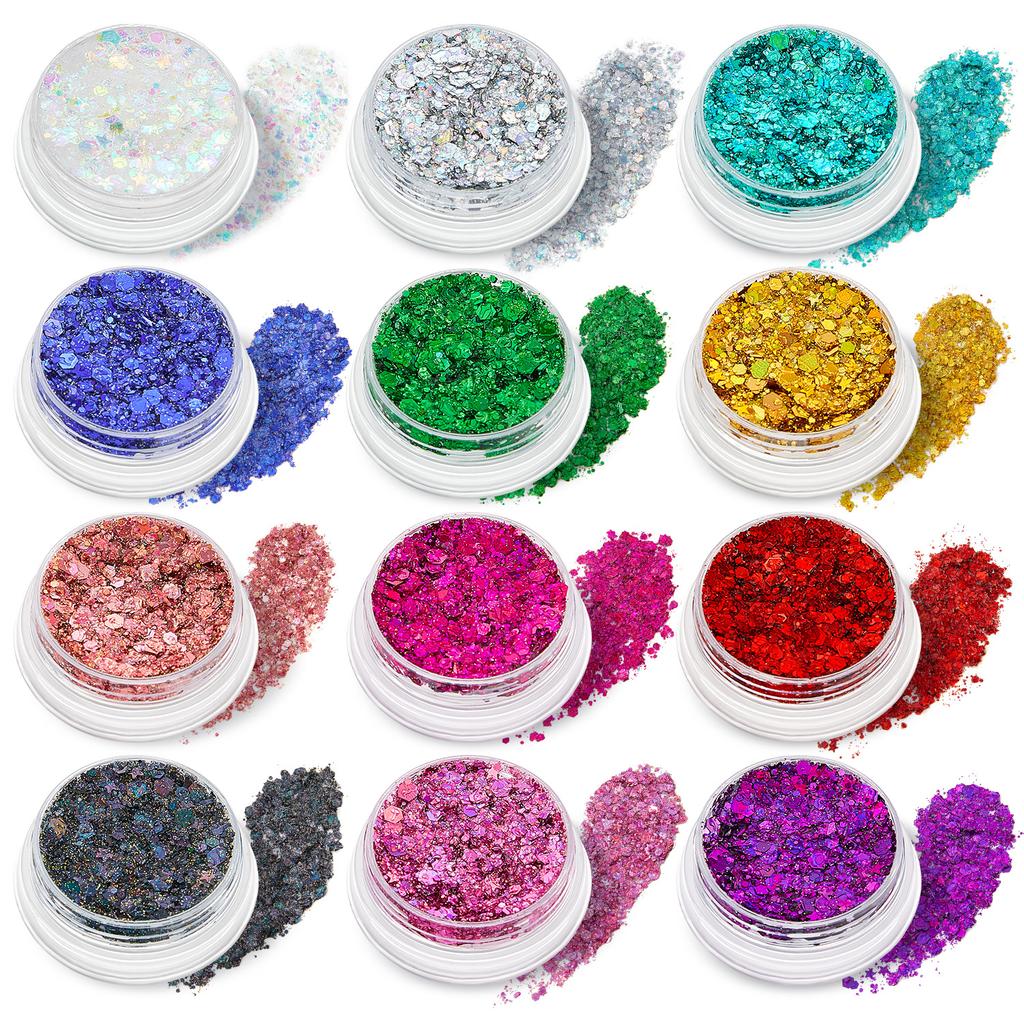 Popular Sequins Gel Glitter Gel Body Facial Hair Eye Stage Makeup Highlight Powder Sequins