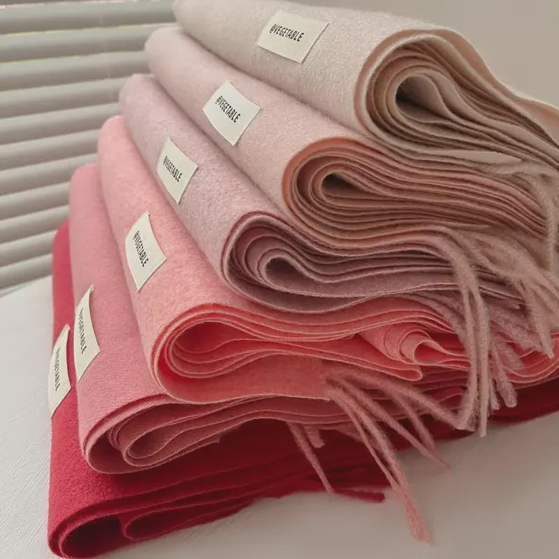 "Korean Style Pink Imitation Cashmere Scarf - Cute Winter Gift for Women, Boyfriends & Girlfriends"