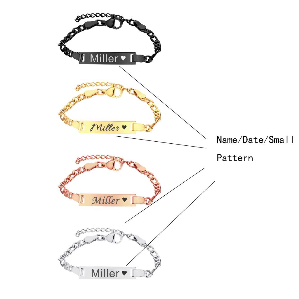 (Name/Date/Small Pattern) DIY Adjustable Length Charm Customized Bracelet