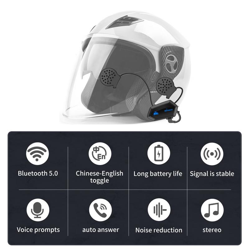 Motorcycle Blue-tooth Headset Helmets Blue-tooth Intercom Earphone With Noise-Cancellation Support Waterproof Interphone