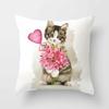 Cute Cat  Print Polyester Cushion Cover 45x45 Throw Pillow Case For Sofa Car Home Decorative Pillowcase Pillow Cover