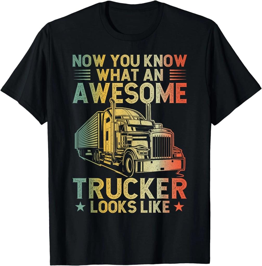 Vintage Trucker For Men Husband Semi Truck Driver Trucking Gift Unisex T-Shirt