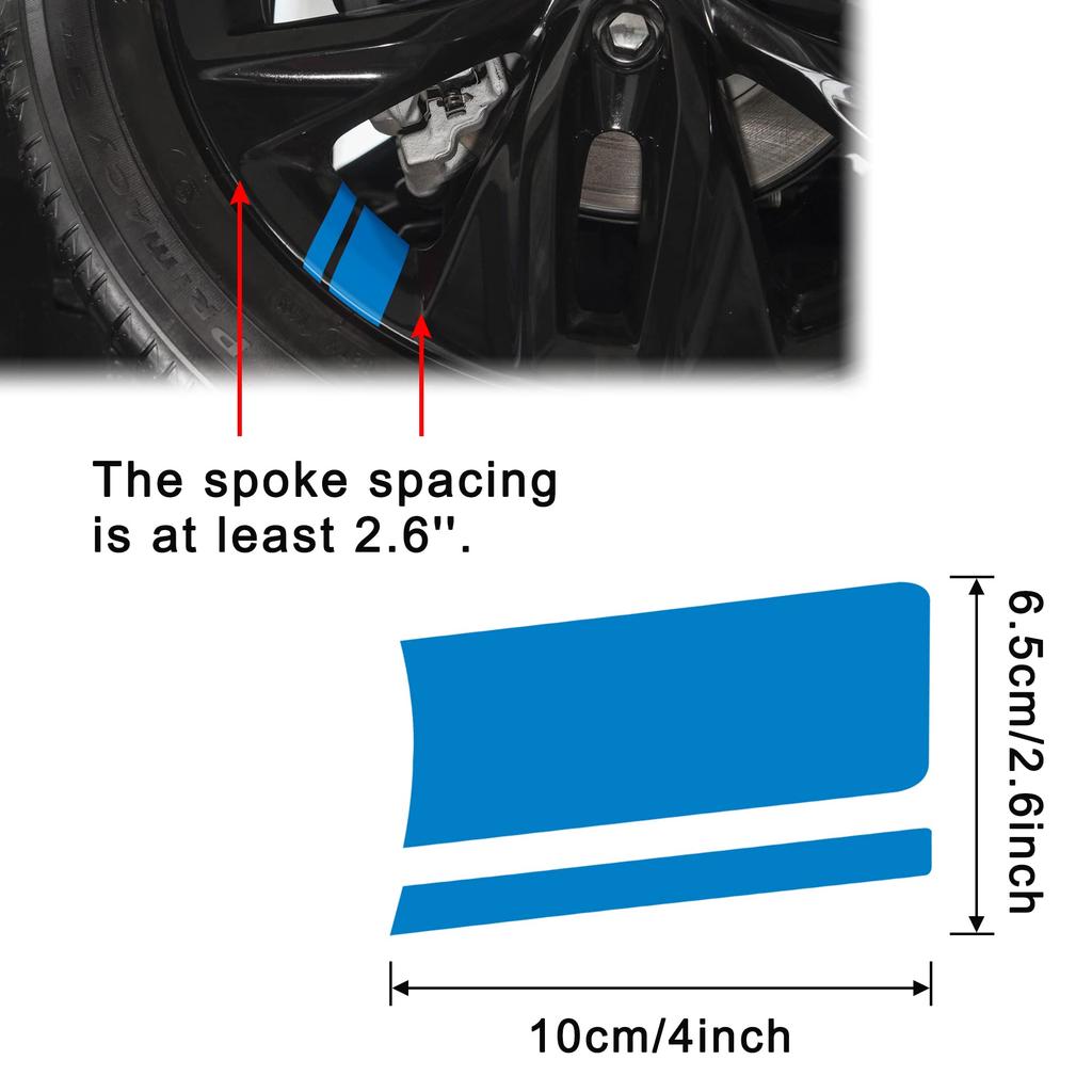 TOMALL 6pcs Wheel Rim Stripe Reflective Sticker Car Vinyl Reflective Safety Decoration Stripe Universal Rim Decal Bumper Fender Accessories (Blue)