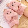 Soft Faux Rabbit Fur Flip Fingerless Gloves Thick Half Finger Gloves Girls Winter Mittens Cycling