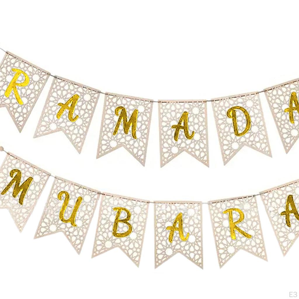 Eid Mubarak Banner Pull Flag for Ramadan Celebration Decor Muslim Party Supplies