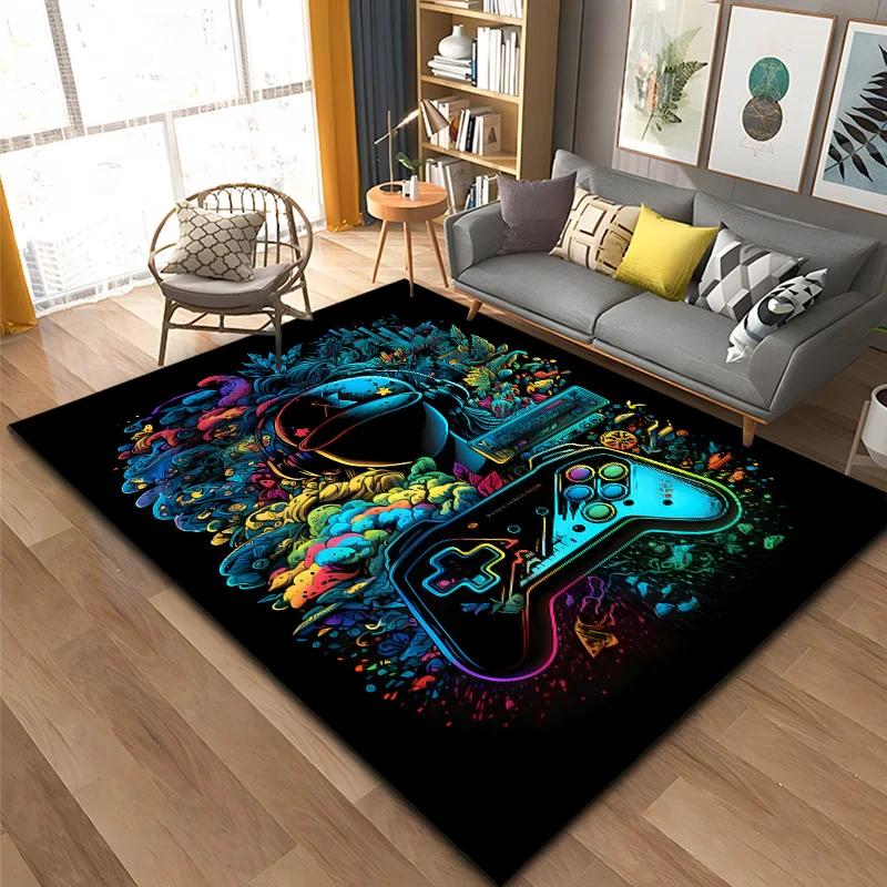 3D 80s Gamer Controller Area Rug Large,Carpet Rug for Living Room Bedroom Kitchen Decoration, Carpets for Bed Room Mat Home