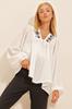 Women's Blouse New Season Fashion White V-Neck Embroidered Textured Blouse