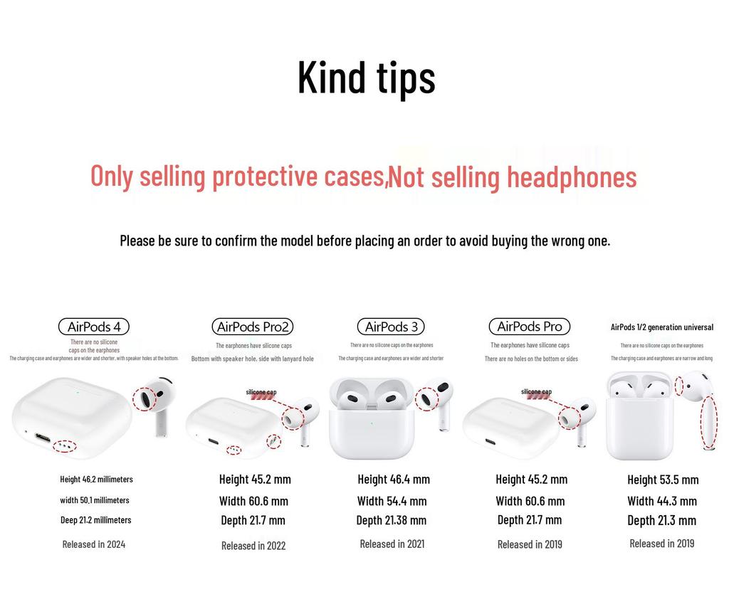 Защитный силиконовый чехол для AirPods 4-го поколения - Однотонный, Милый, Мягкий чехол для AirPods Pro 3