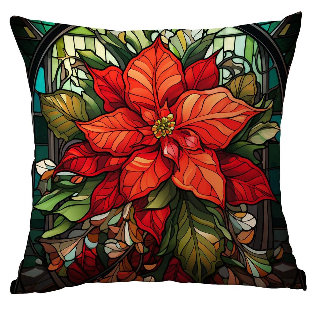 New Vintage Floral Pillowcase Creative Colored Glass Printed Home Sofa Car Cushion Pillowcase