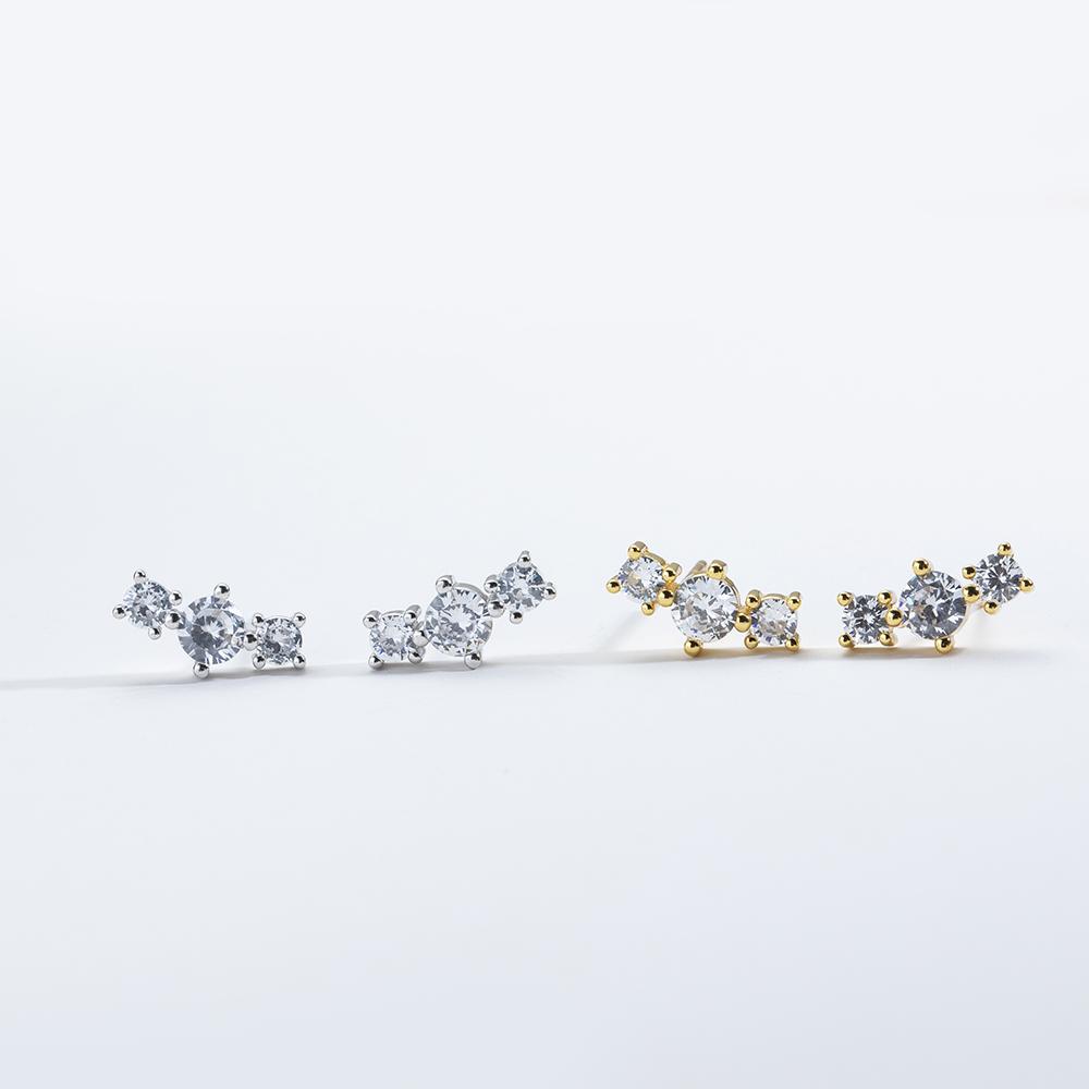 ANDYWEN Серьги-гвоздики из стерлингового серебра 925 пробы с тремя цирконами и фианитами, женские роскошные ювелирные изделия 2023 года, классический новый дизайн для женщин, хрустальные драгоценности