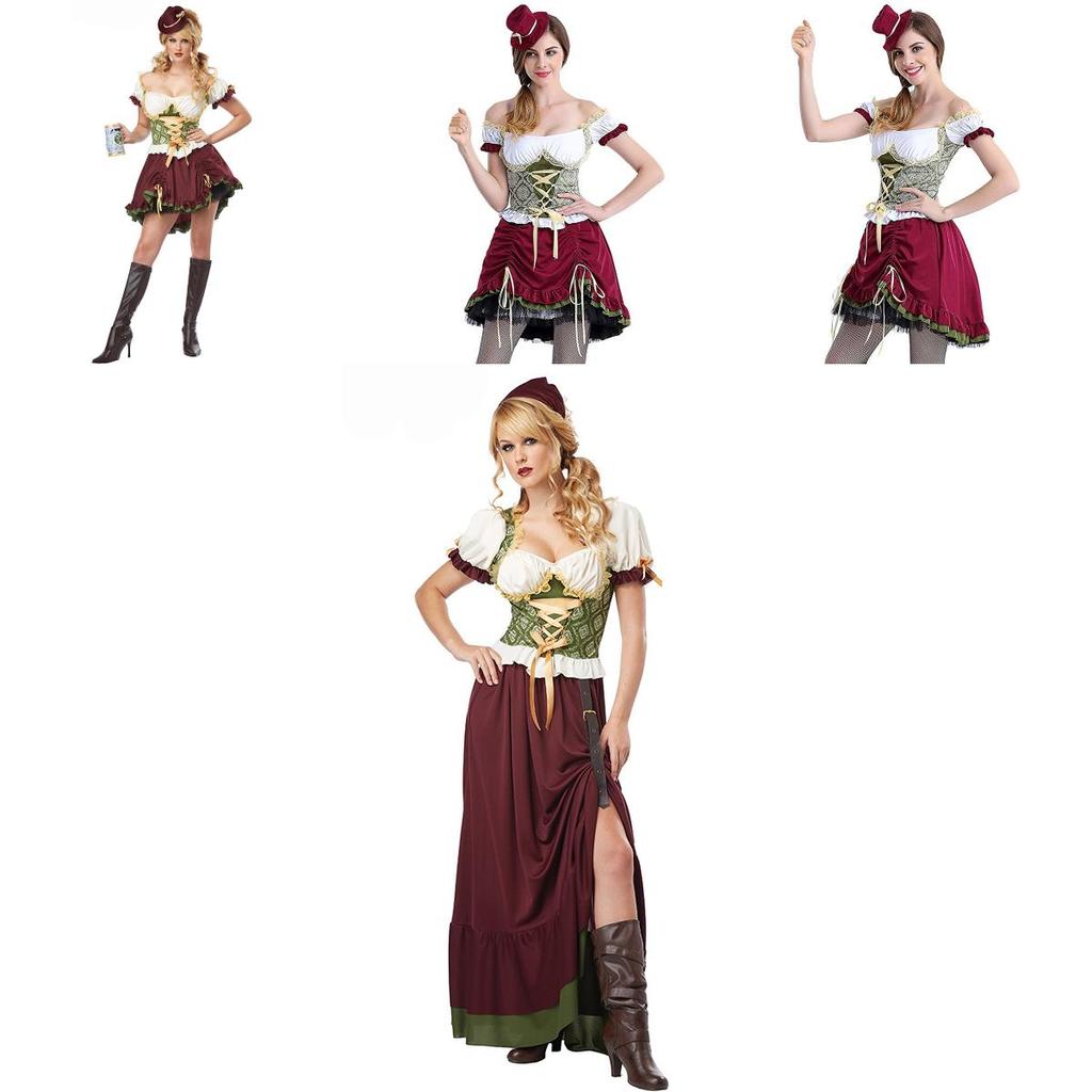 Октоберфест Баварское Дирндль Костюм Косплей Пивной Девушки С Пышными Рукавами