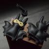 Маленькая кожаная подвеска-брелок для ключей от машины ручной работы в виде летучей мыши, милый хеллоуин, простой черный брелок