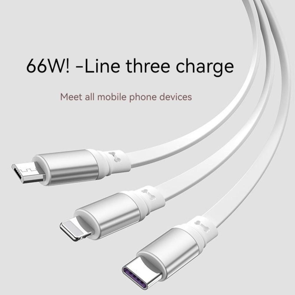 Retractable 66w 3-in-1 Usb Charge Data Cord 5-level Telescopic Fast Charging Data Cable