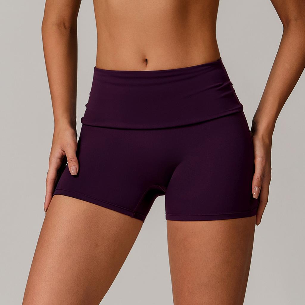 New Style Flip Waist Quick Drying Yoga Shorts For Women, High Waist Sports, Hip Lifting, Running, Fitness Shorts For Women