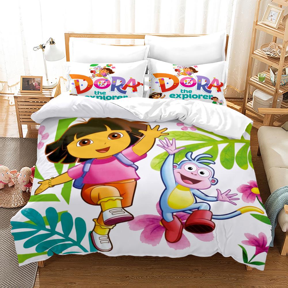Dora Bedding Collections Kids Boys Girls With Bed Linen Queen King Full Twin Single Size New Anime Kamado Nezo Duvet Cover Collections