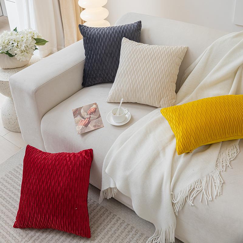 Decorative Throw Pillow Covers 18x18 Inch for Living Room Couch Bed Sofa, Soft Striped Wave Square Cushion Case Set of 2