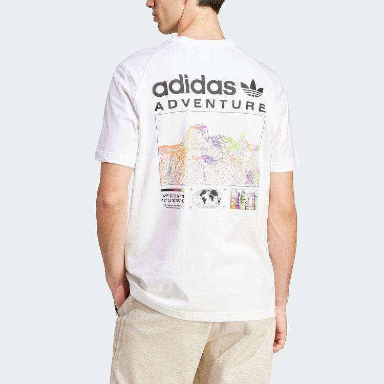 Adidas Футболка Originals Adventure с графическим принтом и буквенным логотипом, мужские топы белого цвета IJ0701