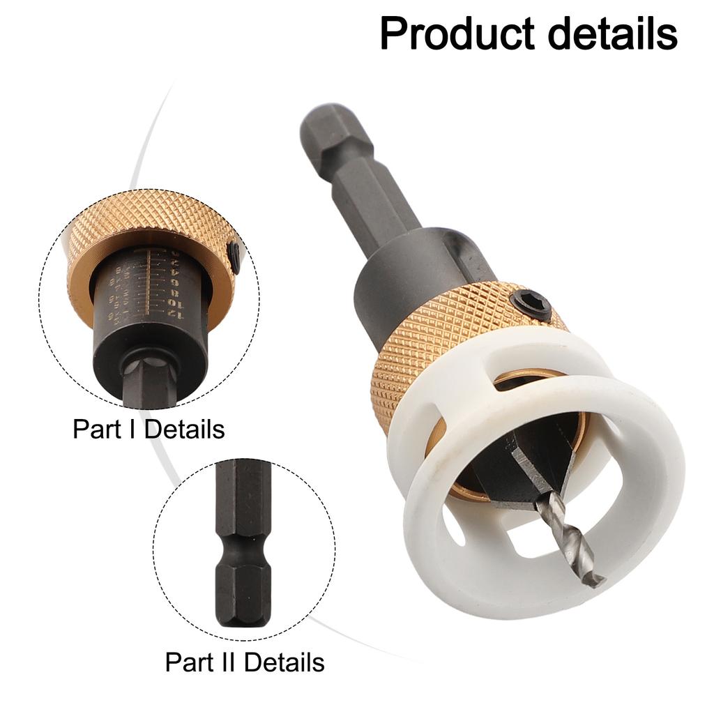 Регулируемые сверла-зенковки с ограничителем глубины, шестигранный хвостовик, ограничитель сверления отверстий, деревообрабатывающий инструмент для снятия фаски