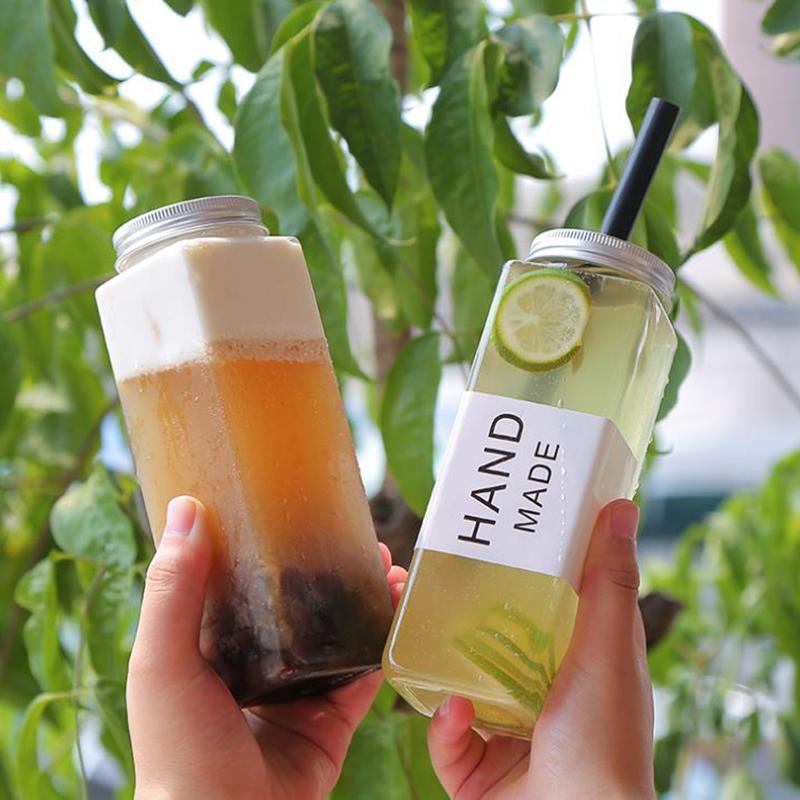 500 мл Квадратная одноразовая бутылка для сока, напитков, молочного чая, пластиковая бутылка для йогурта