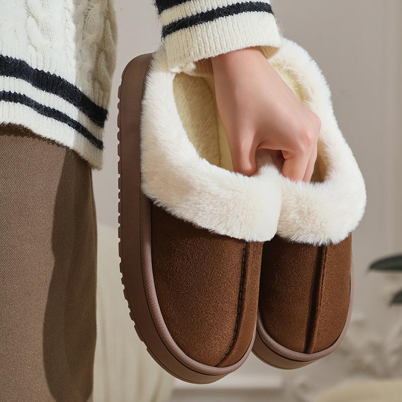 Cotton Slippers Women's Autumn and Winter Home Non-slip Warm Plush Cotton Shoes Men's Supermarket