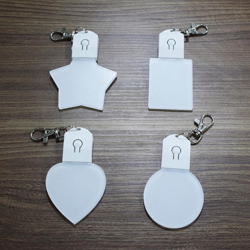 LED Light Sublimation Ornament Blanks for DIY Crafts and Christmas Decoration Clear Acrylic Heart Shaped Keyring Pendant
