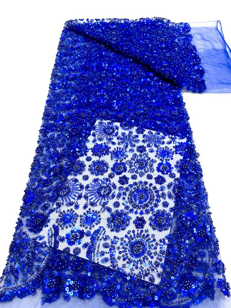 Африканское кружево из тюля 2026 Французская ткань с пайетками Шитье Вышивка с бисером Кружево Тюль Сетка Нигерийское платье 5 ярдов шитье