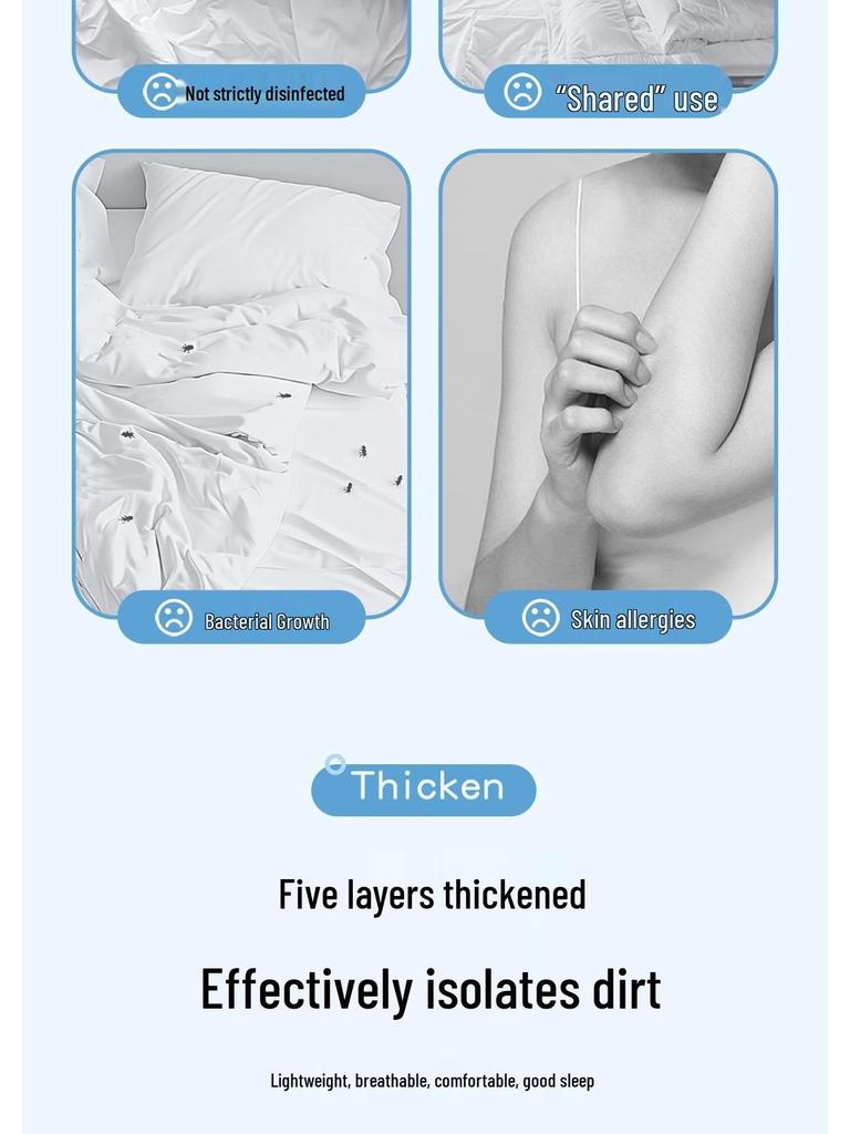 Очень большой толстый одноразовый гостиничный постельный комплект: Пододеяльник, наволочка, банное полотенце и грязеотталкивающая простыня.