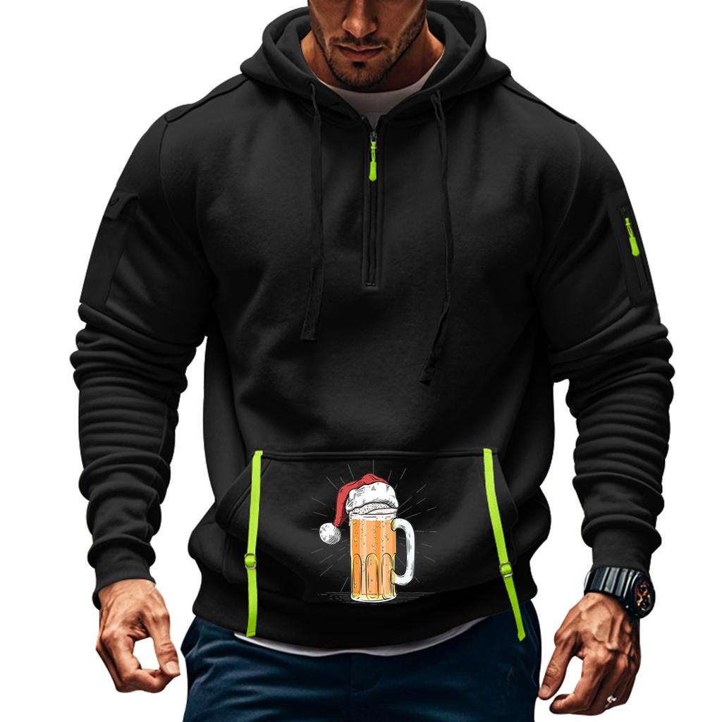 Мужская толстовка с капюшоном с принтом, кардиган на молнии с карманом на рукаве, мужская спортивная повседневная толстовка большого размера