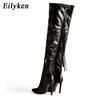 Eilyken New Fashion Women Over The Knee Boots PU Leather Thin High Heels Winter Shoes Sexy Pointed Toe Long Zipper Boots