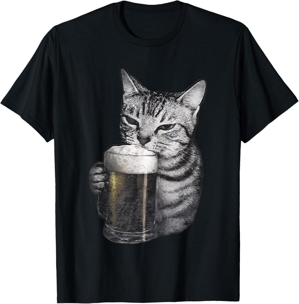 cheers with the cat shirt cat Drinking Beer T-Shirt unisex T-Shirt