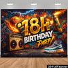 2D Plane 18th Birthday Graffiti-themed Background Fabric for 2D Art, Street Cool Style, Durable Polyester Fiber