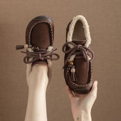 Утепленная обувь, Ретро обувь на мягкой подошве, Обувь на шнуровке