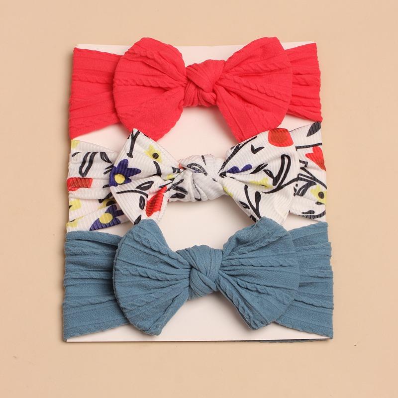 3Pcs new children's headscarf, baby cute bow headband combination, comfortable baby headband.