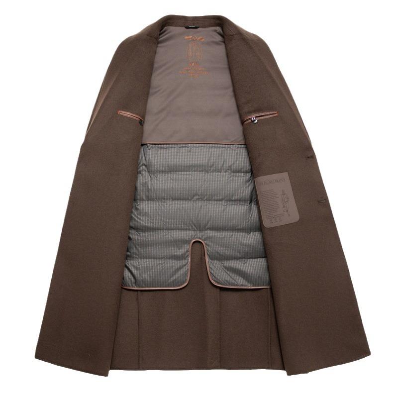 1 Wool Double-sided Woolen Coat Men's Autumn and Winter New Double-breasted Down Take-off Liner Woolen Coat Coat