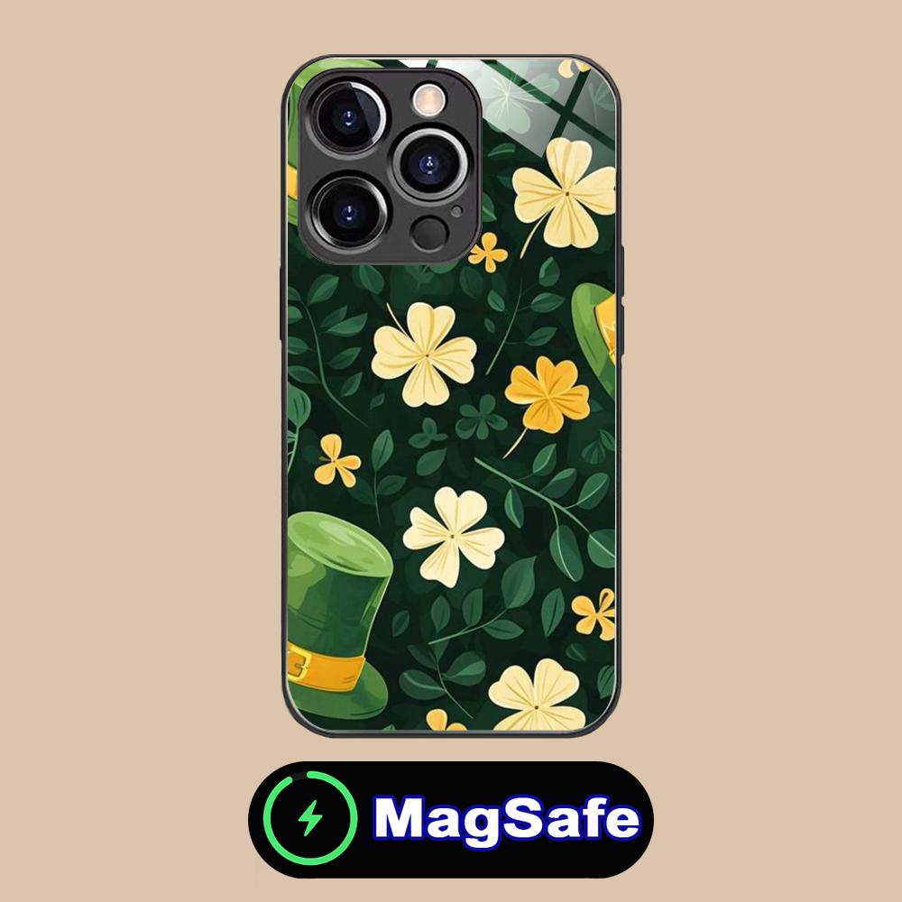 Чехол для мобильного телефона на День Святого Патрика для iPhone 17 16 15 14 13 12 11 Air Pro Max Plus Mini MagSafe Стеклянный Цветной Чехол Роскошный