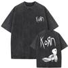 Korn Nu Metal Группа Y2K Кокетливая Эстетика Групповое Фото Графический Оверсайз Винтажный Стиранный Уличная Одежда Футболка Топ для Фанатов Nu Metal и Рока