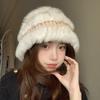 Cartoon Style Wool Beanie With Plush Fur Material And Adjustable Fit For Casual Wear