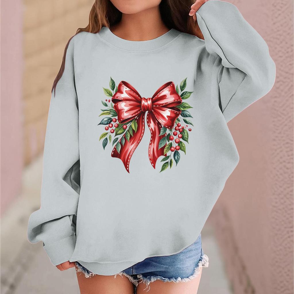 Children's Fashionable Casual Long-sleeved Loose Christmas Print Pullover Sweatshirt